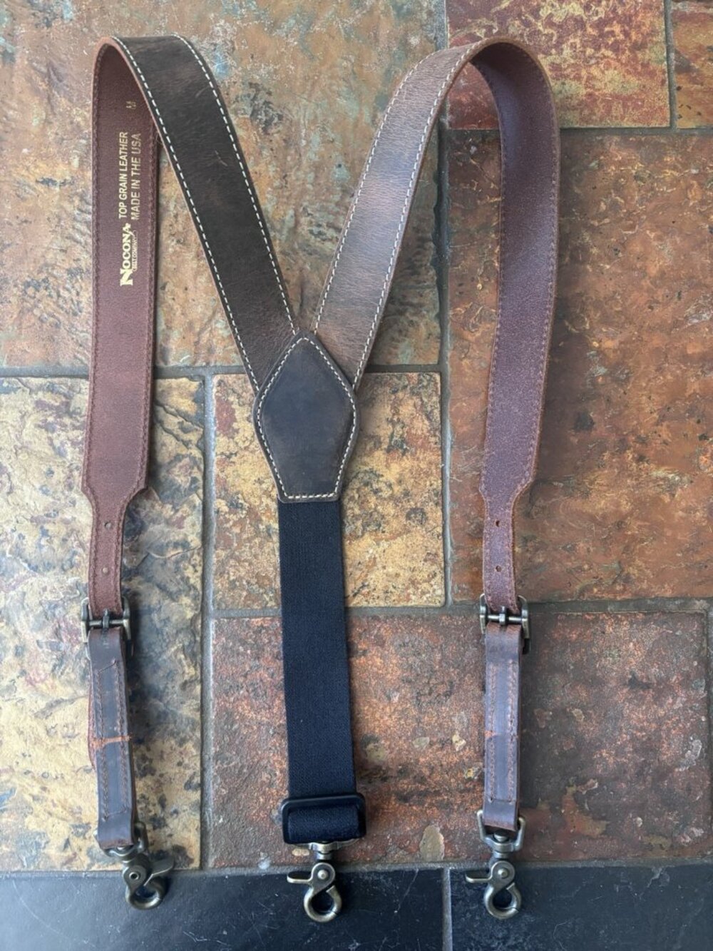 Nocona Mens Size M Brown Leather Suspenders Style N8400044